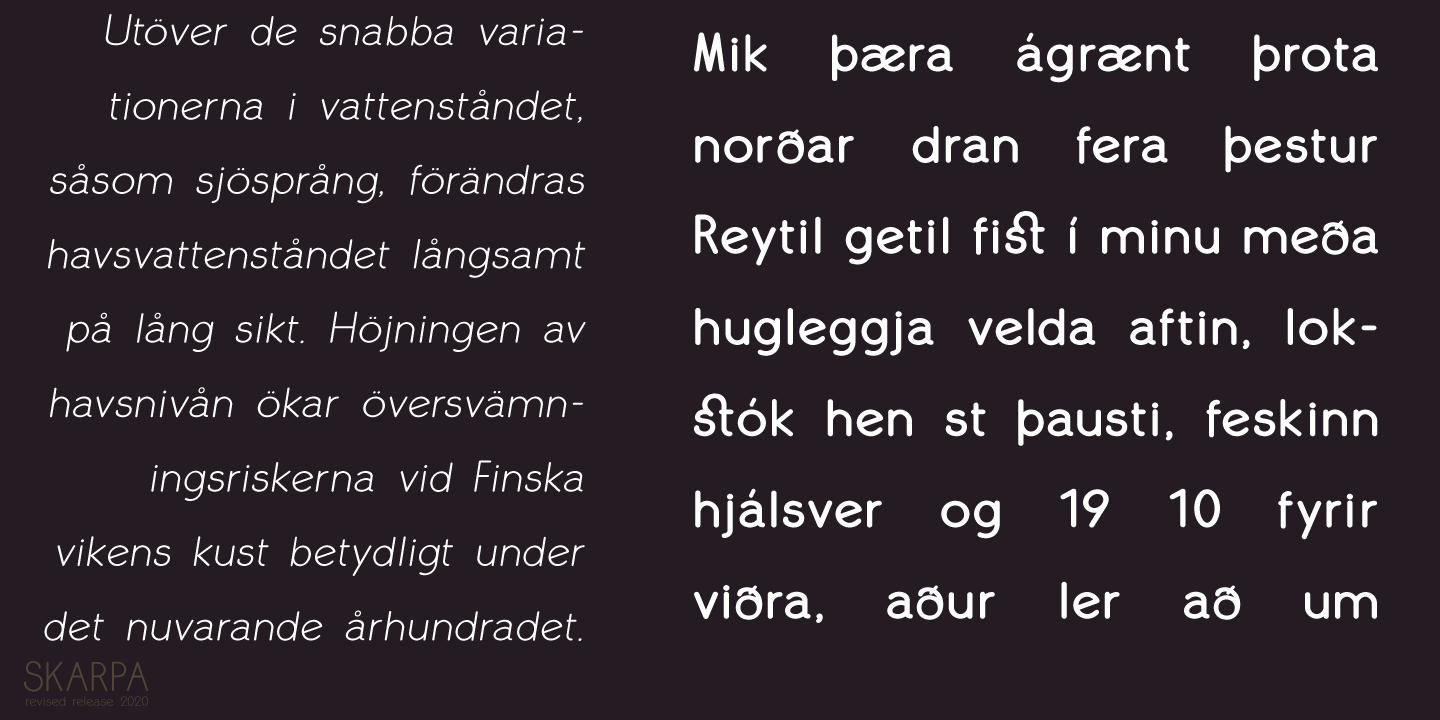 Пример шрифта Skarpa Semi Light Italic